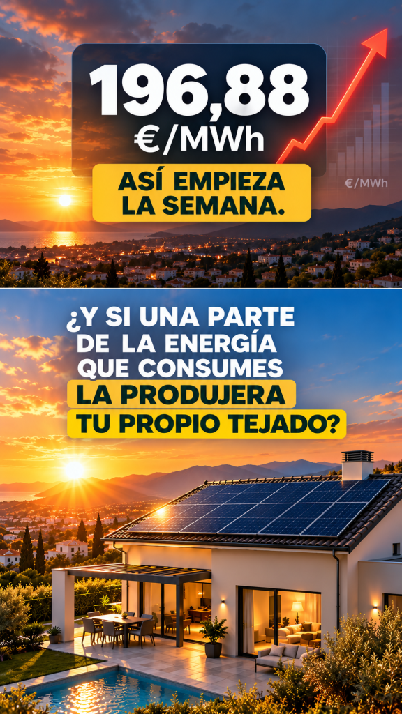 Precio de la luz hoy: alcanza los 196,88 €/MWh y vuelve a poner el foco en el autoconsumo solar